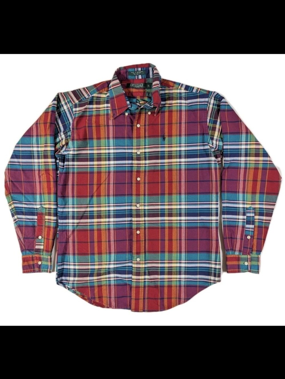 Vintage 90s Polo Ralph Lauren Plaid Shirt Tag XL Fits Boys XL or Mens Medium